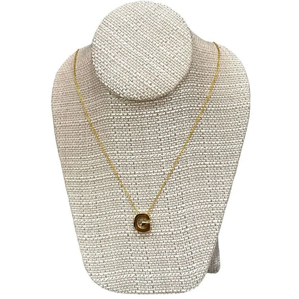 Gold  Tone Stainless Steel  initial Pendant necklace Letter G